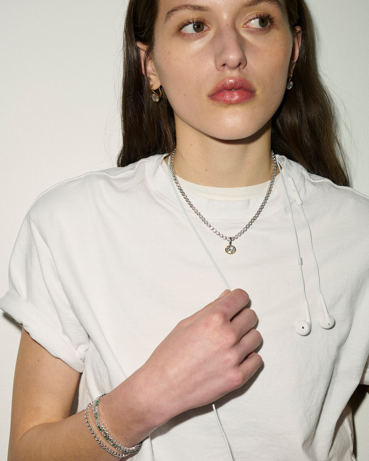 Astrid Tennis Necklace Pendant - Two Tone