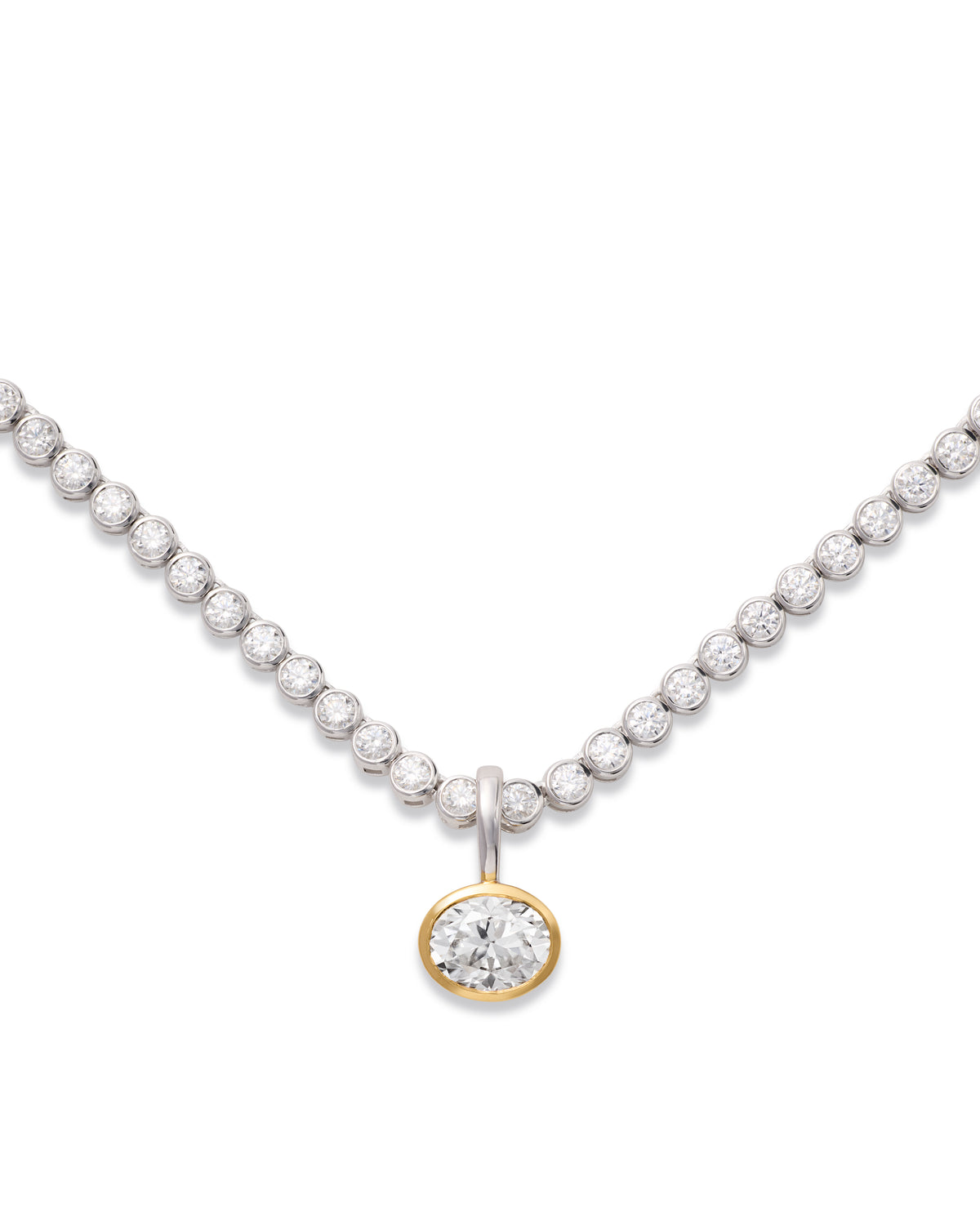 Astrid Tennis Necklace Pendant - Two Tone